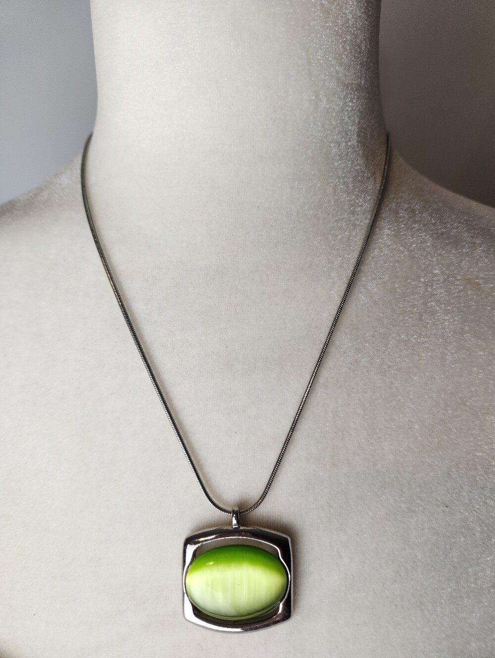 Green Glass Pendant Necklace - Brand